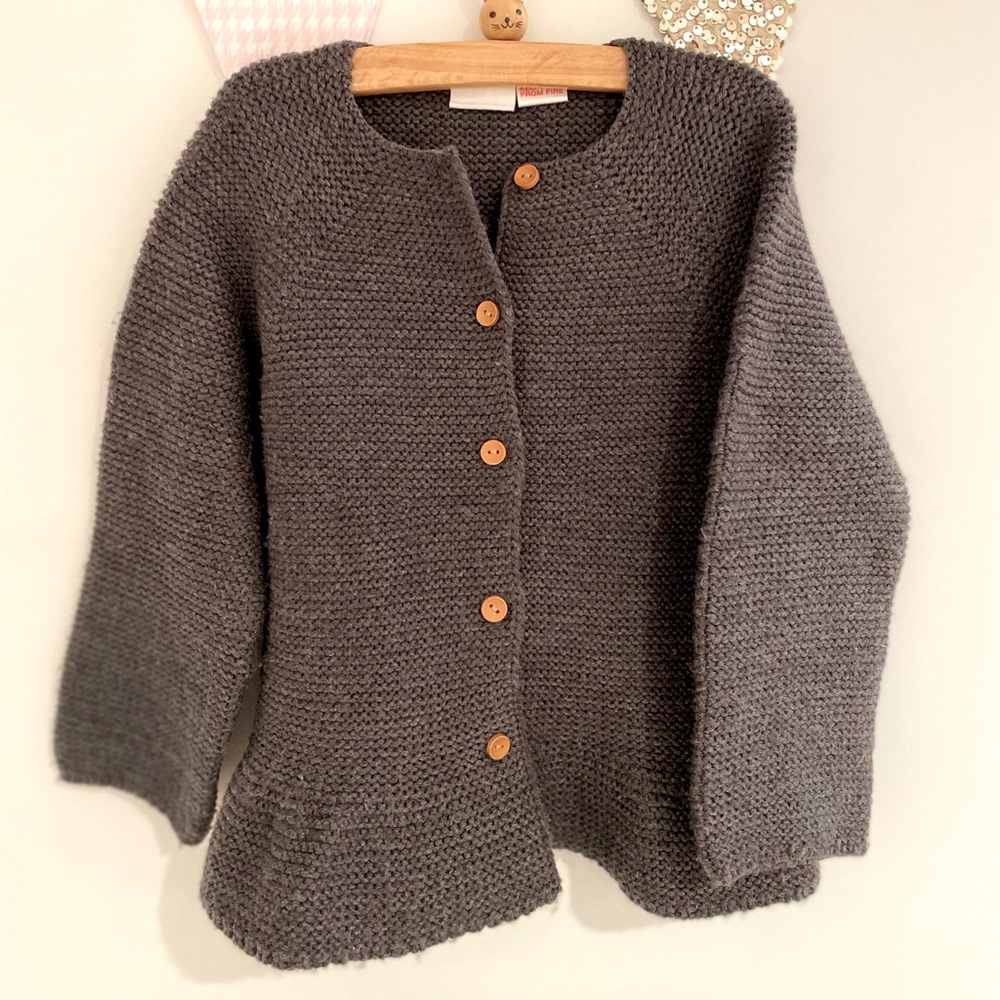 Zara - charcoal button down sweater, size 3-4T